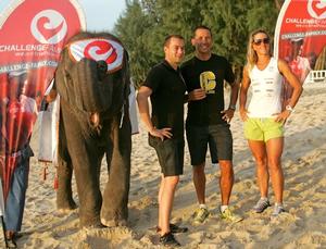 Macca (centre) at the launch of Challenge Laguna Phuket.